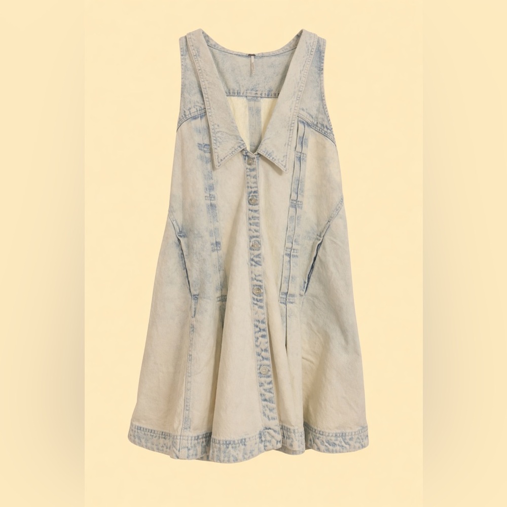 FP Light Wash Denim Button-Up Dress